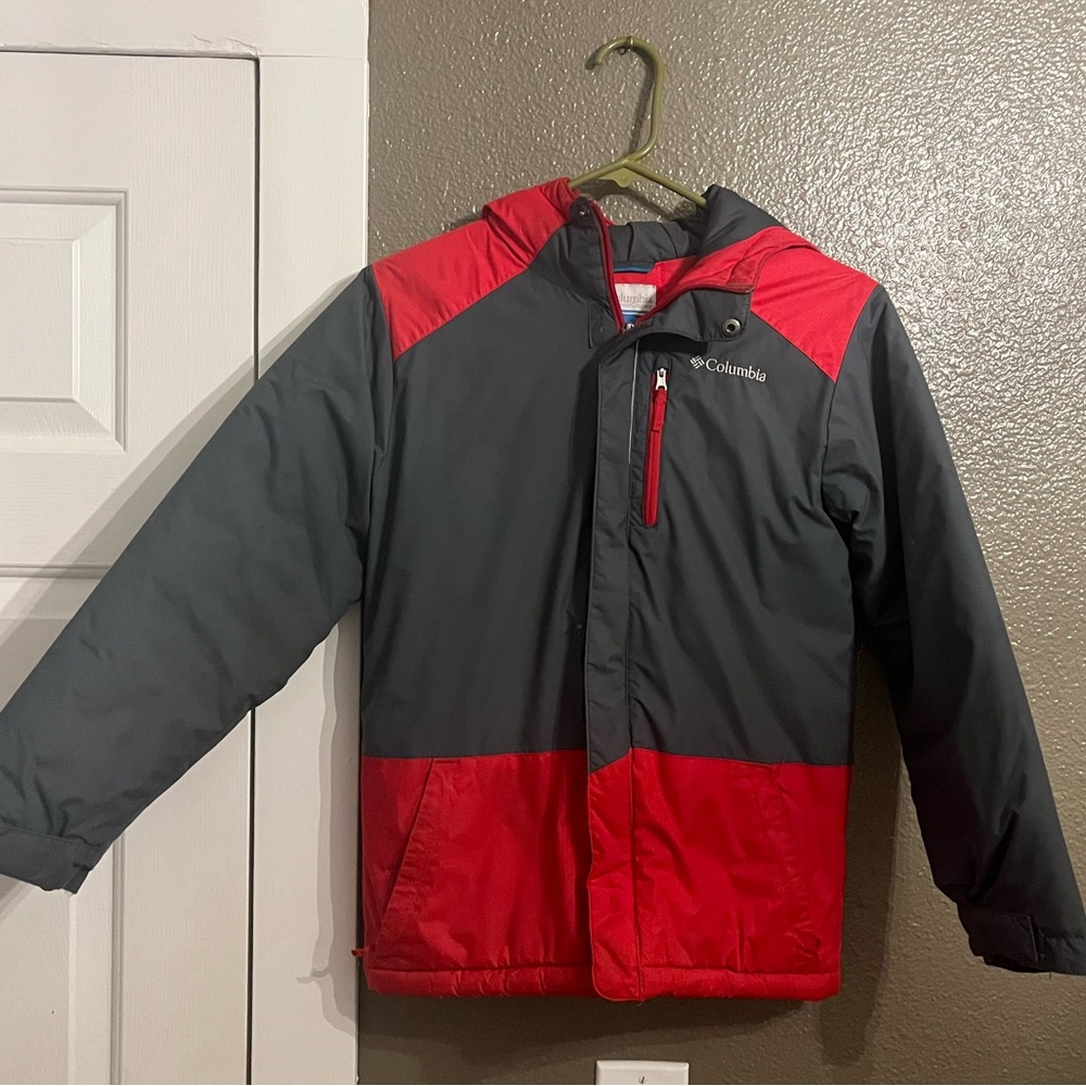 Columbia Kids Red and Grey Waterproof Coat